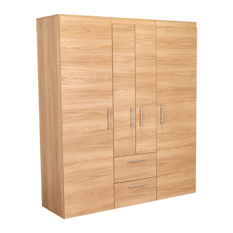 Closet Bariloche Eco Fresno Europeo y Wengue 150.3x177.9cm Con Dos Cajones y Cuatro Puertas - CLOSETS | Bylmo