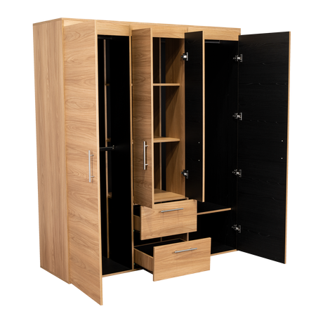 Closet Bariloche Eco Fresno Europeo y Wengue 150.3x177.9cm Con Dos Cajones y Cuatro Puertas - CLOSETS | Bylmo