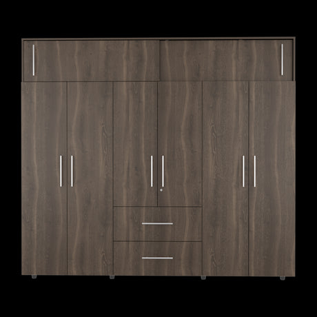 Closet Bigaf Milan y Wengue 230x204cm Con Tres Cajones y Ocho Puertas - CLOSETS | Bylmo