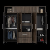 Closet Bigaf Milan y Wengue 230x204cm Con Tres Cajones y Ocho Puertas - CLOSETS | Bylmo
