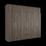 Closet Bigaf Milan y Wengue 230x204cm Con Tres Cajones y Ocho Puertas - CLOSETS | Bylmo