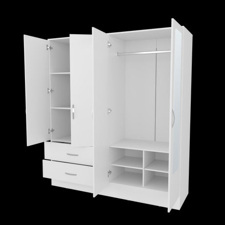 Closet Bolton Blanco 120x180.6cm Con Dos Cajones Tres Puertas y Espejo - CLOSETS | Bylmo
