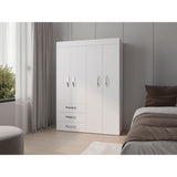 Closet Denver Blanco 119.2x172.8cm Con Tres Cajones y Cuatro Puertas - CLOSETS | Bylmo