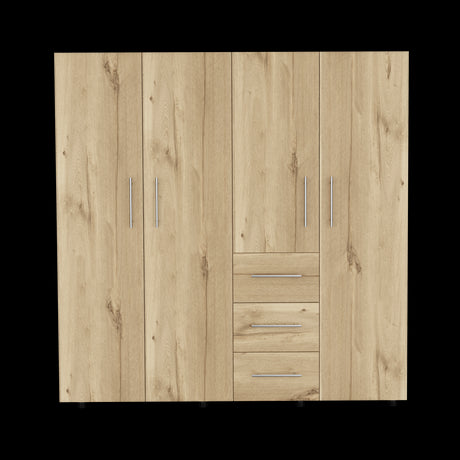 Closet Harlem Eco Duna y Blanco 181x184cm Con Tres Cajones y Cuatro Puertas - CLOSETS | Bylmo