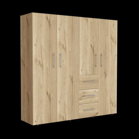 Closet Harlem Eco Duna y Blanco 181x184cm Con Tres Cajones y Cuatro Puertas - CLOSETS | Bylmo