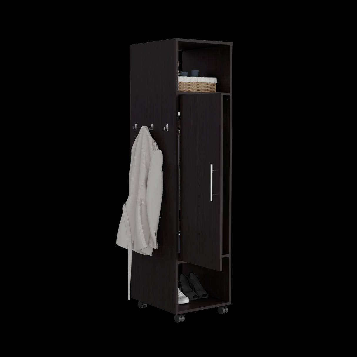 Closet Custer Wengue 40x160cm Sin Cajones Una Puerta y Espejo - CLOSETS | Bylmo