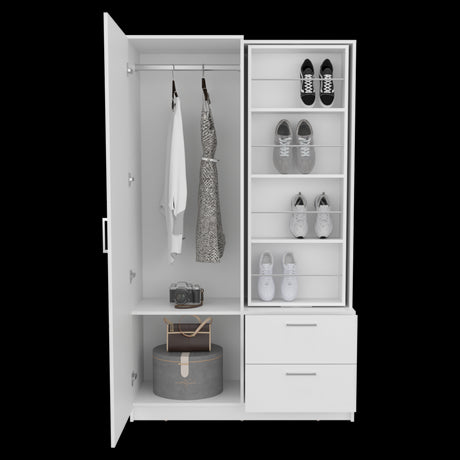 Closet Seville Blanco 106.6x180cm Con Dos Cajones Dos Puertas y Espejo - CLOSETS | Bylmo