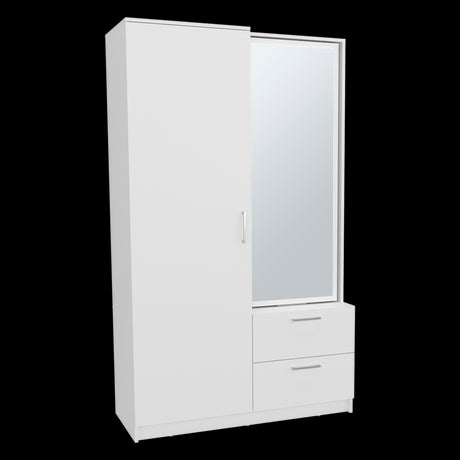 Closet Seville Blanco 106.6x180cm Con Dos Cajones Dos Puertas y Espejo - CLOSETS | Bylmo