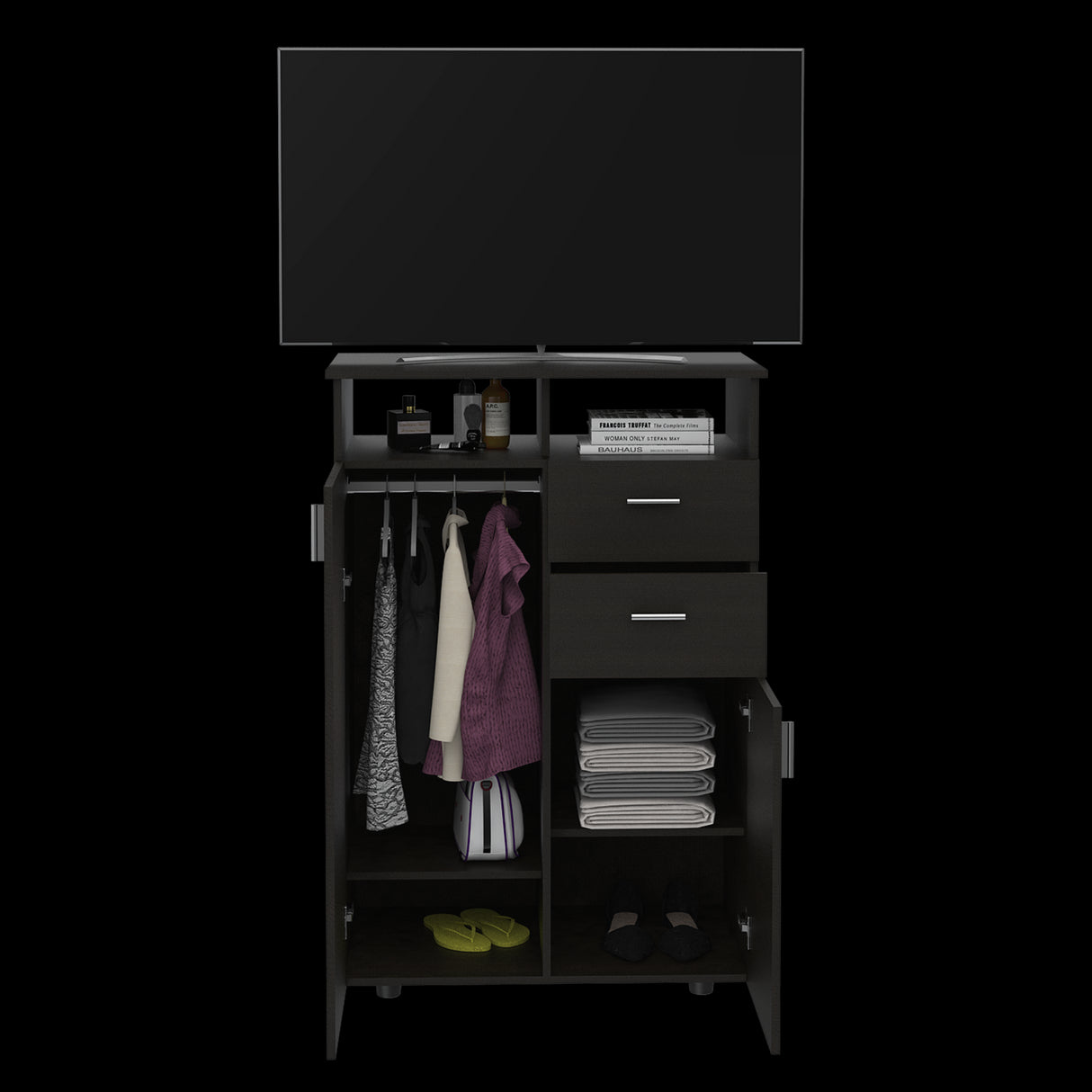 Closet Tremon Wengue 83x121cm Con Dos Cajones y Dos Puertas - CLOSETS | Bylmo