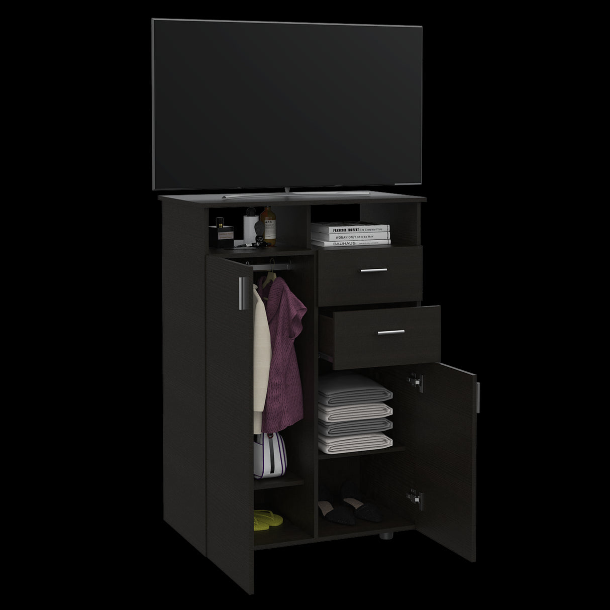 Closet Tremon Wengue 83x121cm Con Dos Cajones y Dos Puertas - CLOSETS | Bylmo