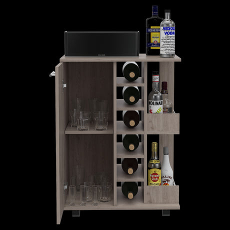 Bar Carro Cart Ceniza 60x82.1cm Con Seis Portabotellas - BARES | Bylmo