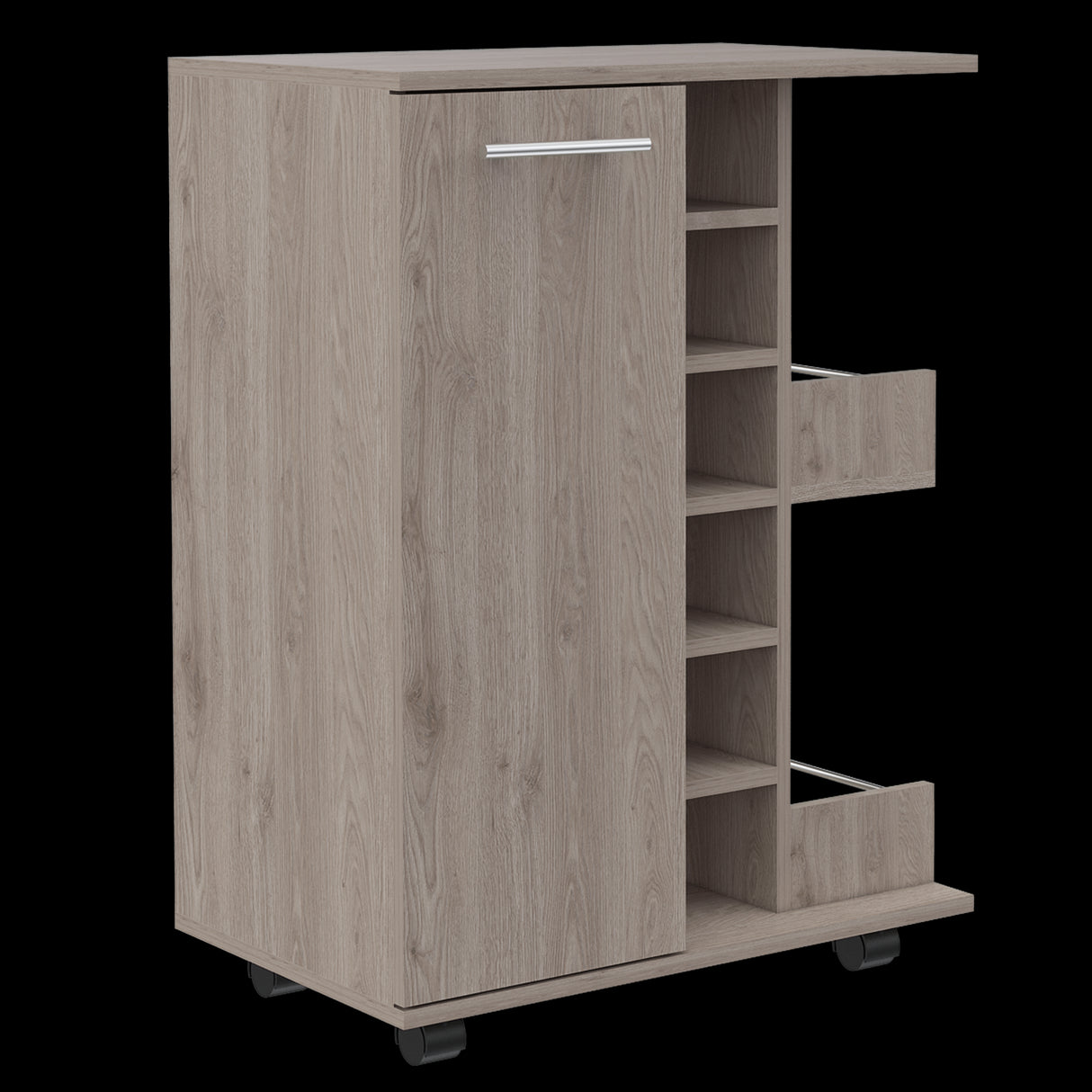 Bar Carro Cart Ceniza 60x82.1cm Con Seis Portabotellas - BARES | Bylmo