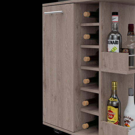 Bar Carro Cart Ceniza 60x82.1cm Con Seis Portabotellas - BARES | Bylmo