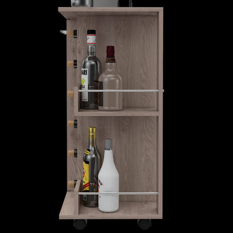 Bar Carro Cart Ceniza 60x82.1cm Con Seis Portabotellas - BARES | Bylmo
