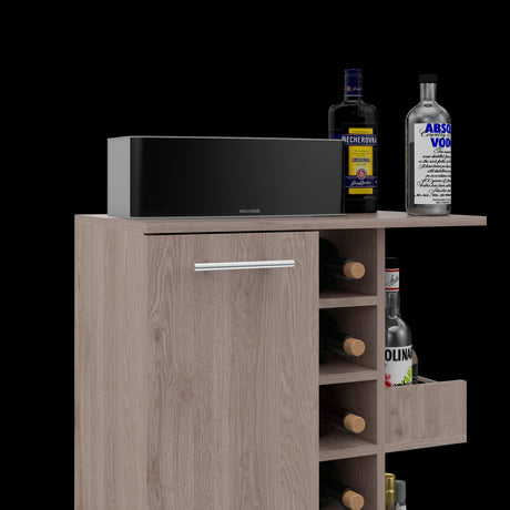Bar Carro Cart Ceniza 60x82.1cm Con Seis Portabotellas - BARES | Bylmo