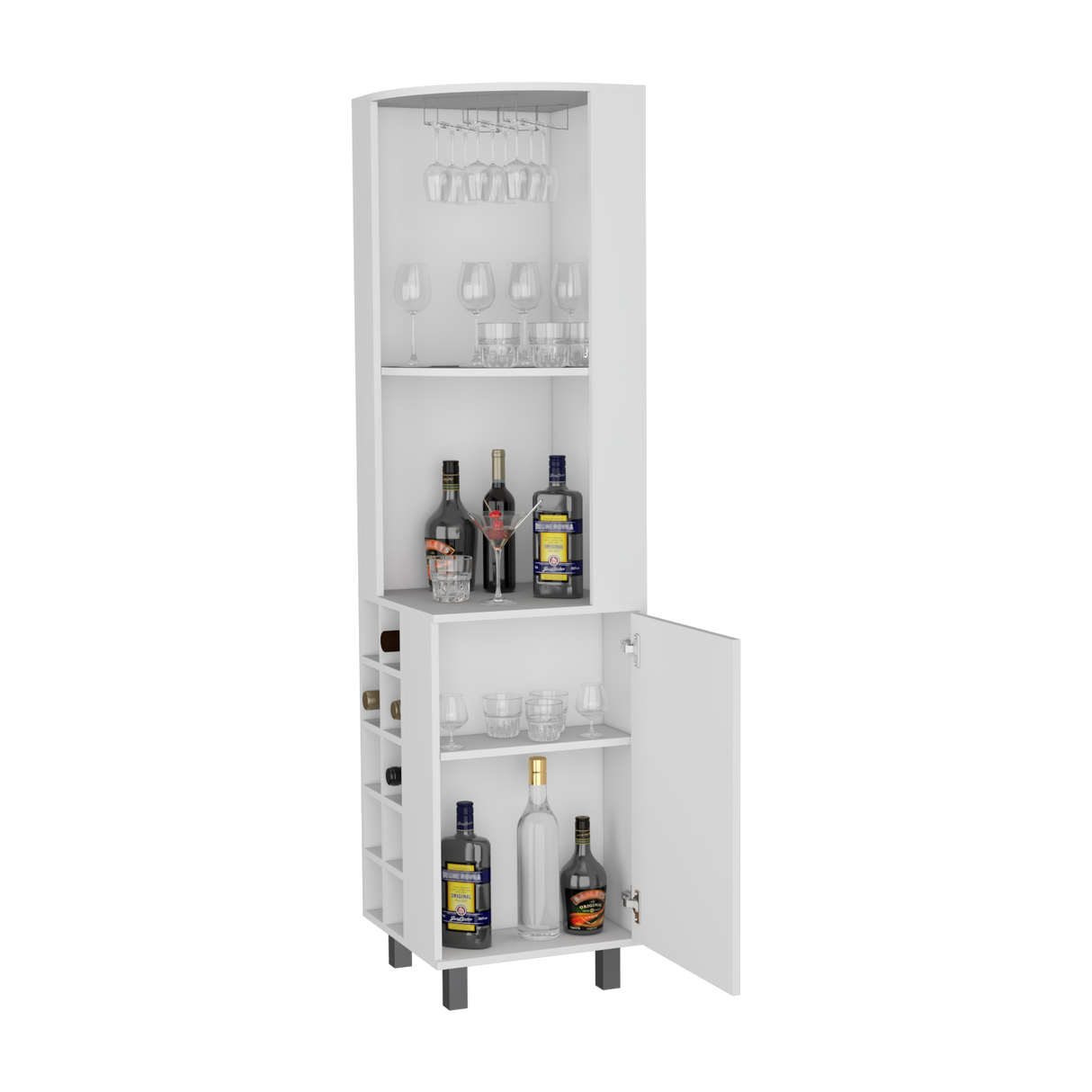 Bar Esquinero Kaia Fresno Europeo y Wengue 45x180cm Con Diez Portabotellas - BARES | Bylmo