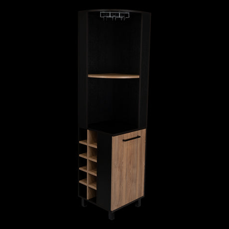 Bar Esquinero Kaia Plus Fresno Europeo y MIel 45x180cm Con Diez Portabotellas - BARES | Bylmo