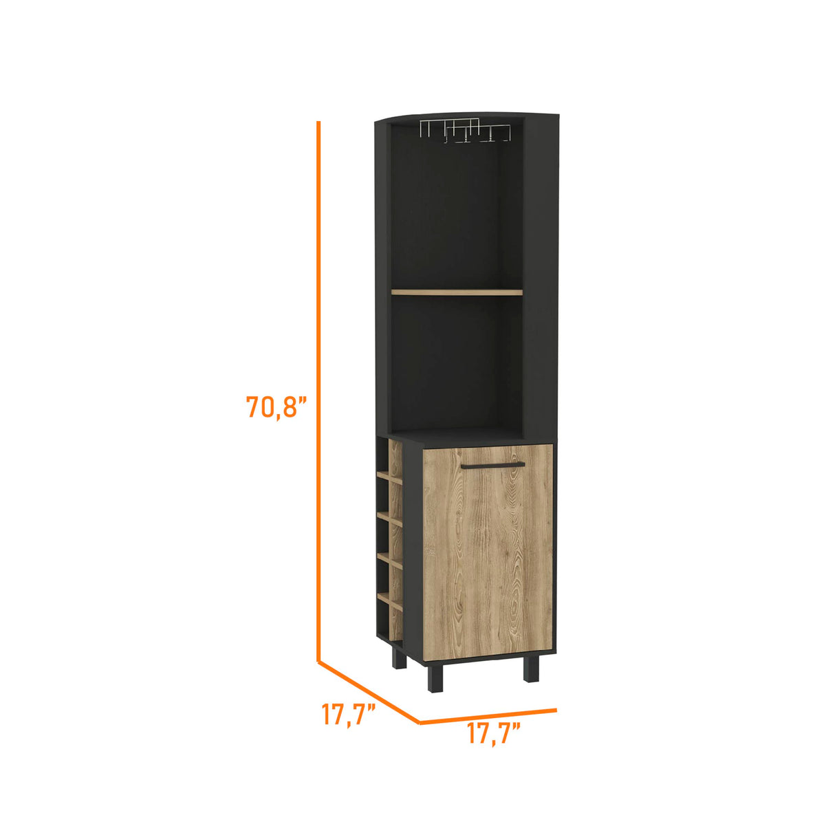Bar Esquinero Kaia Plus Fresno Europeo y MIel 45x180cm Con Diez Portabotellas - BARES | Bylmo