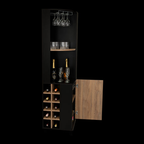 Bar Esquinero Kaia Plus Fresno Europeo y MIel 45x180cm Con Diez Portabotellas - BARES | Bylmo