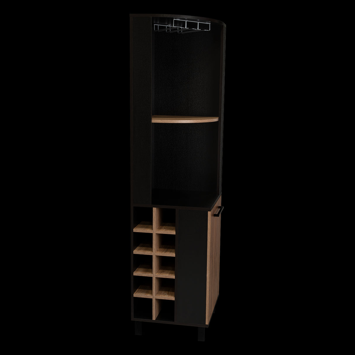 Bar Esquinero Kaia Plus Fresno Europeo y MIel 45x180cm Con Diez Portabotellas - BARES | Bylmo