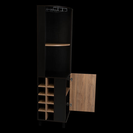 Bar Esquinero Kaia Plus Fresno Europeo y MIel 45x180cm Con Diez Portabotellas - BARES | Bylmo