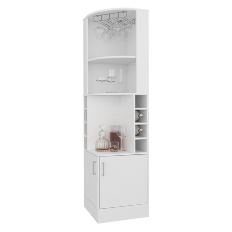 Bar Esquinero Beijing Blanco 46.9x180cm Con Ocho Portabotellas - BARES | Bylmo