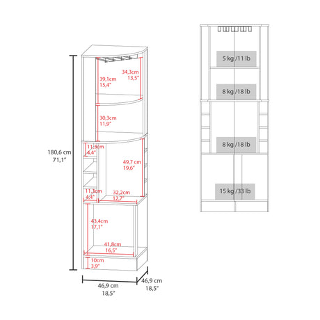 Bar Esquinero Beijing Blanco 46.9x180cm Con Ocho Portabotellas - BARES | Bylmo