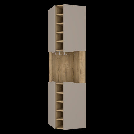 Bar Esquinero Obregon Macadamia y Taupe 45x180cm Con Diez Portabotellas - BARES | Bylmo