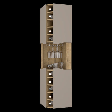 Bar Esquinero Obregon Macadamia y Taupe 45x180cm Con Diez Portabotellas - BARES | Bylmo