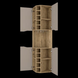 Bar Esquinero Obregon Macadamia y Taupe 45x180cm Con Diez Portabotellas - BARES | Bylmo
