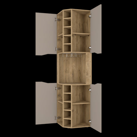 Bar Esquinero Obregon Macadamia y Taupe 45x180cm Con Diez Portabotellas - BARES | Bylmo