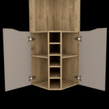 Bar Esquinero Obregon Macadamia y Taupe 45x180cm Con Diez Portabotellas - BARES | Bylmo