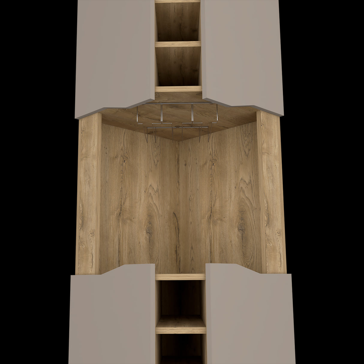Bar Esquinero Obregon Macadamia y Taupe 45x180cm Con Diez Portabotellas - BARES | Bylmo