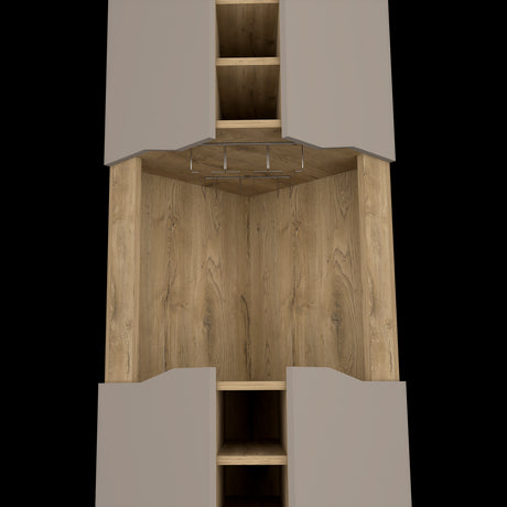 Bar Esquinero Obregon Macadamia y Taupe 45x180cm Con Diez Portabotellas - BARES | Bylmo