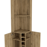 Bar Esquinero Shanghai Macadamia 45x180cm Con Cinco Portabotellas - BARES | Bylmo