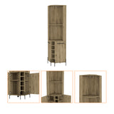 Bar Esquinero Shanghai Macadamia 45x180cm Con Cinco Portabotellas - BARES | Bylmo