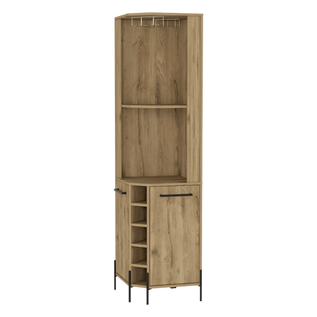 Bar Esquinero Shanghai Macadamia 45x180cm Con Cinco Portabotellas - BARES | Bylmo
