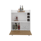 Bar Tori Blanco y Fresno Europeo 80x107cm Con Tres Portabotellas - BARES | Bylmo