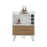 Bar Tori Blanco y Fresno Europeo 80x107cm Con Tres Portabotellas - BARES | Bylmo
