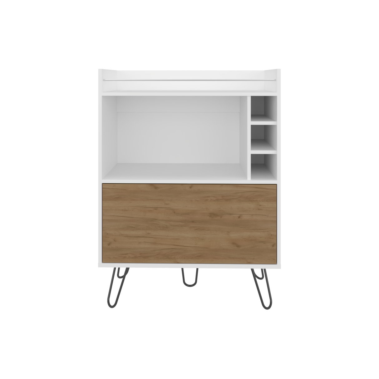 Bar Tori Blanco y Fresno Europeo 80x107cm Con Tres Portabotellas - BARES | Bylmo