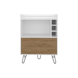 Bar Tori Blanco y Fresno Europeo 80x107cm Con Tres Portabotellas - BARES | Bylmo