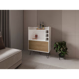 Bar Tori Blanco y Fresno Europeo 80x107cm Con Tres Portabotellas - BARES | Bylmo