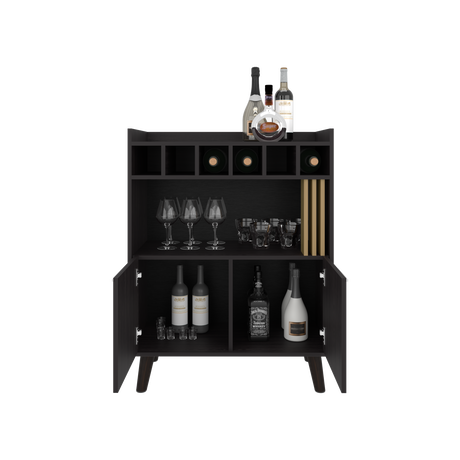 Bar Vance Wengue y Fresno Europeo 78.4x101.6cm Con Seis Portabotellas - BARES | Bylmo