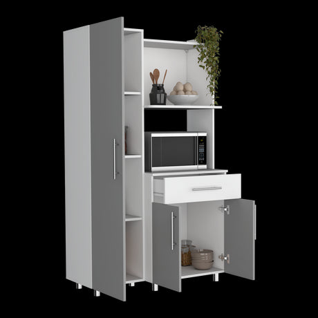 Alacena Pantress Blanco y Gris 98x165cm Con Tres Puertas - ALACENAS Y MUEBLES MICROONDAS | Bylmo