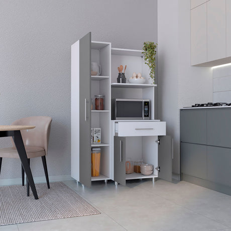 Alacena Pantress Blanco y Gris 98x165cm Con Tres Puertas - ALACENAS Y MUEBLES MICROONDAS | Bylmo