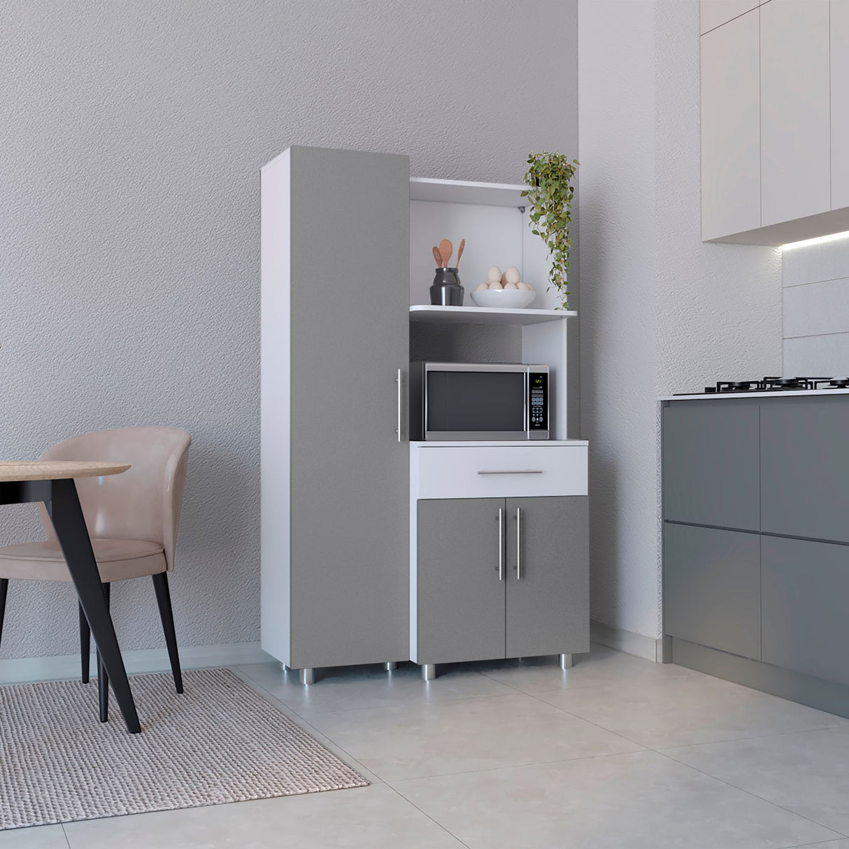 Alacena Pantress Blanco y Gris 98x165cm Con Tres Puertas - ALACENAS Y MUEBLES MICROONDAS | Bylmo