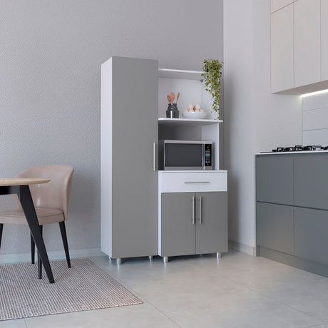 Alacena Pantress Blanco y Gris 98x165cm Con Tres Puertas - ALACENAS Y MUEBLES MICROONDAS | Bylmo