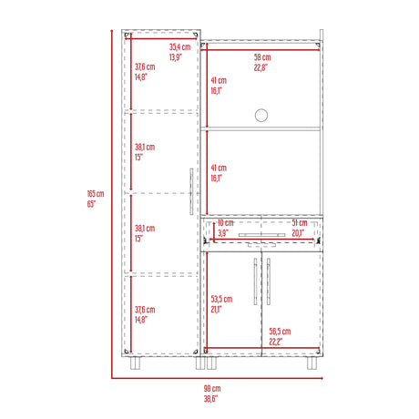 Alacena Pantress Blanco y Gris 98x165cm Con Tres Puertas - ALACENAS Y MUEBLES MICROONDAS | Bylmo