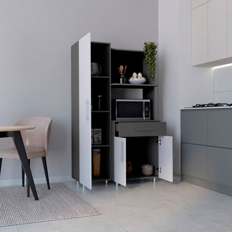 Alacena Pantress Blanco y Plomo 98x165cm Con Tres Puertas - ALACENAS Y MUEBLES MICROONDAS | Bylmo