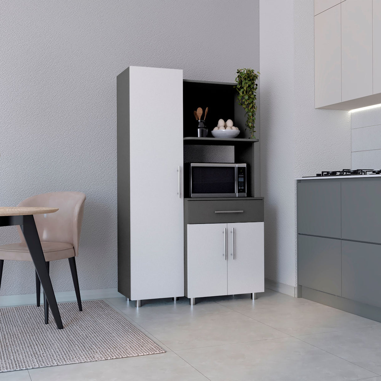 Alacena Pantress Blanco y Plomo 98x165cm Con Tres Puertas - ALACENAS Y MUEBLES MICROONDAS | Bylmo
